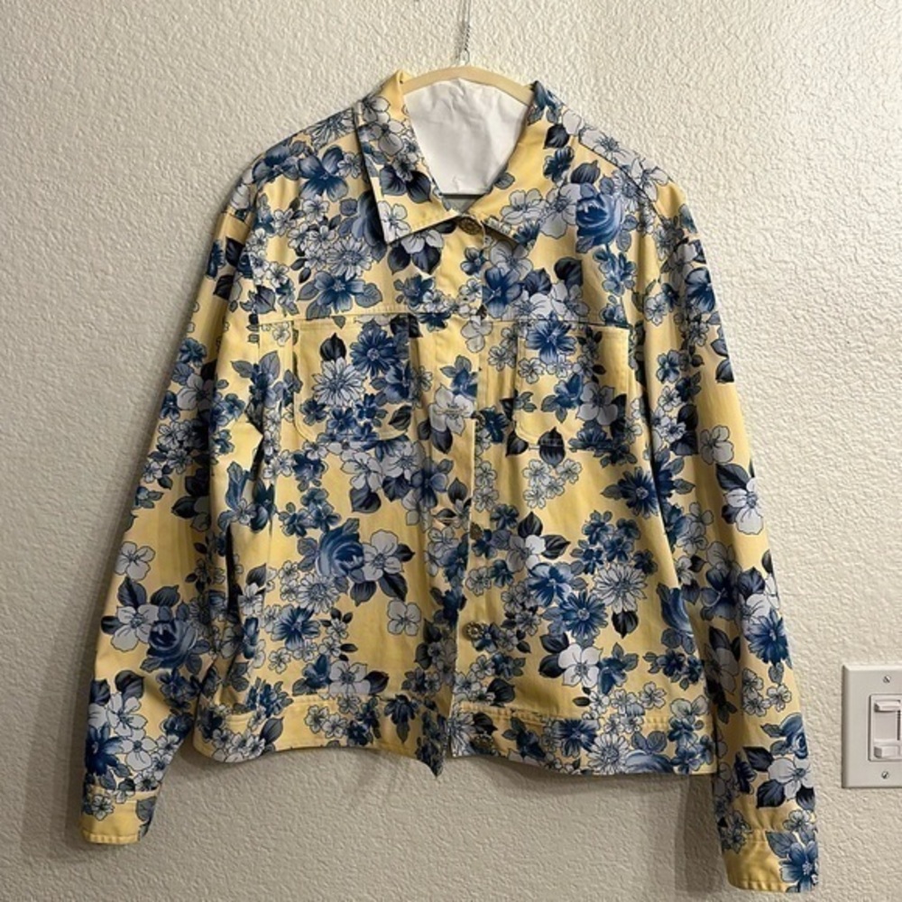 Drapers and Damon’s yellow coat with blue flowers large
